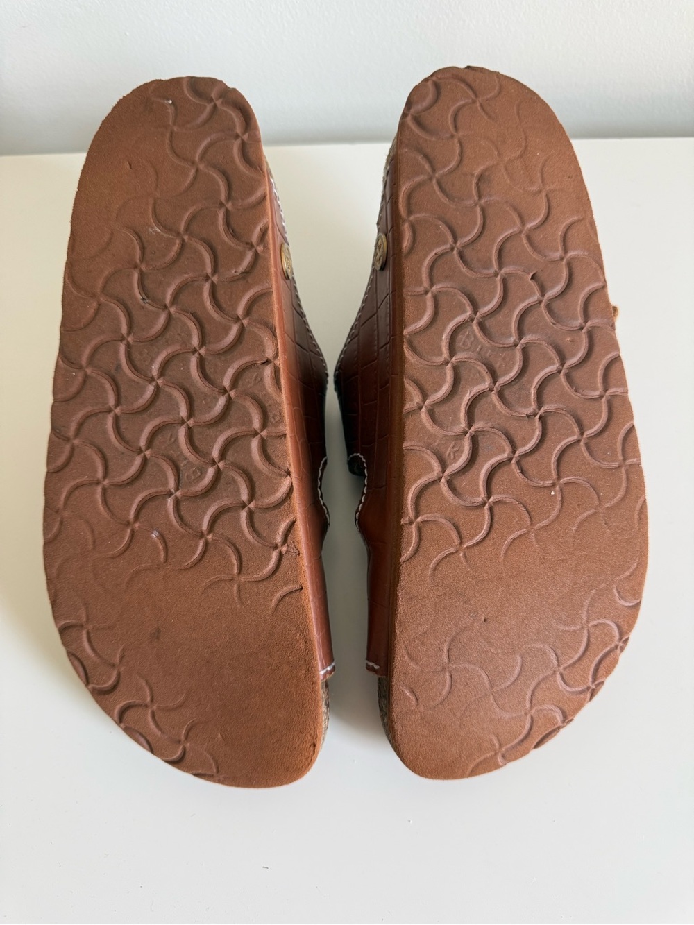 Birkenstock + STAUD Arizona Big Buckle Slide Sandal Croc Embossed Brown 40/9 - Picture 10 of 13